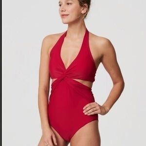 Ann Taylor Loft Cranberry Mocktini Sz 0 NEW Twist Front One Piece